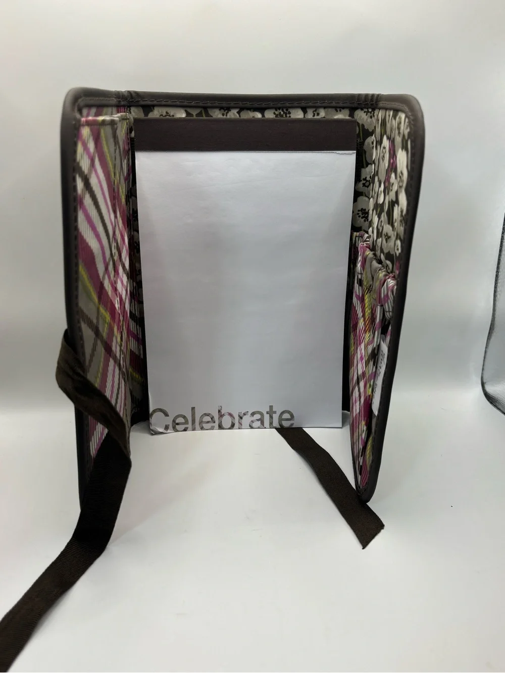 thirty-one Brown Notebook Folio with Pink Plaid Trim